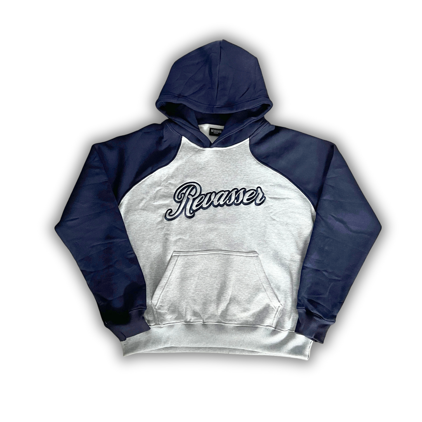 REVASSER COLOUR PANEL HOODIE - NAVY