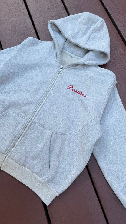 *SIGNATURE* REVASSER GREY/CHERRY RED ZIP UP HOODIE