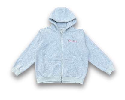 *SIGNATURE* REVASSER GREY/CHERRY RED ZIP UP HOODIE